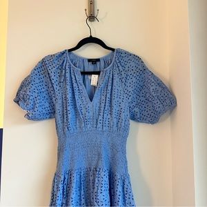 NWT Provence smocked-waist midi dress in eyelet Bright Peri
